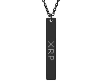 Vertical Bar Necklace, XRP Ripple Engraved Jewelry for Cryptocurrency Enthusiasts, Trendsetters, Men, Women - Birthday, Anniversary, Holiday