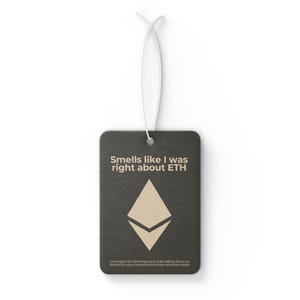 Ethereum ETH Car Air Freshener, Perfect Stocking Stuffer and Crypto Gift, Festive Christmas Present in Pine, New Car & Black Ice Scents