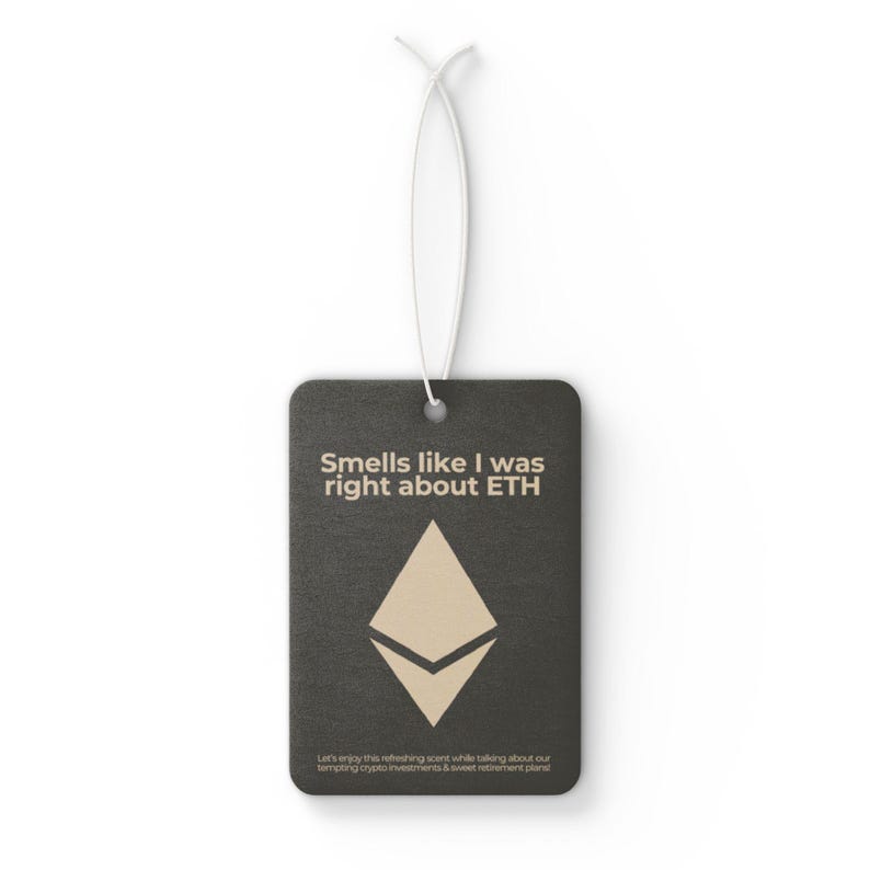 Ethereum ETH Car Air Freshener, Perfect Stocking Stuffer and Crypto Gift, Festive Christmas Present in Pine, New Car & Black Ice Scents