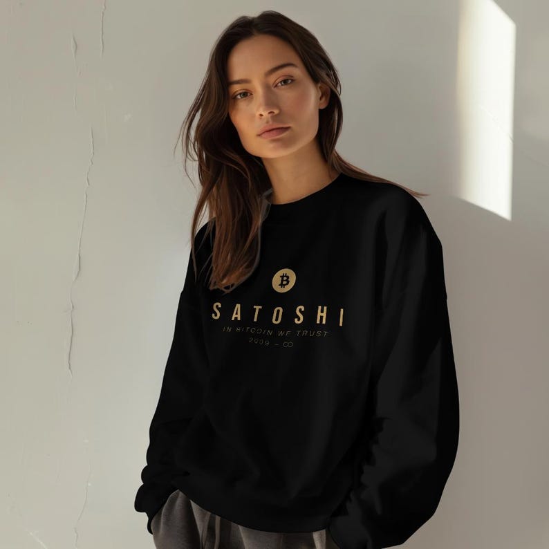 Satoshi Btc Bitcoin Sweatshirt, Black & Navy, Bitcoin Clothing, Bitcoin Apparel, Bitcoin Merch, Bitcoin Gift, Btc Sweater,Satoshi Btc Shirt