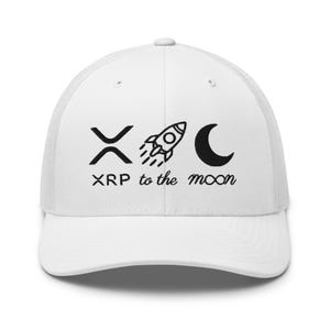 XRP Ripple To The Moon Cap with BLACK Embroidery, Unique XRP Gift, Xrp Ripple Baseball, Crypto Enthusiast Hat, Gift For Him, Trader Gift