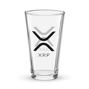 XRP Ripple Shaker Pint Glass 16oz 473ml featuring BLACK Logo, Mixing Glass, Cocktail Glass,Drinkware,Beer Glass,Gift for XRP Fans,Xrp Merch