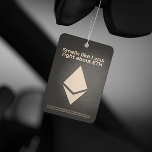 Ethereum ETH Car Air Freshener, Perfect Stocking Stuffer and Crypto Gift, Festive Christmas Present in Pine, New Car & Black Ice Scents