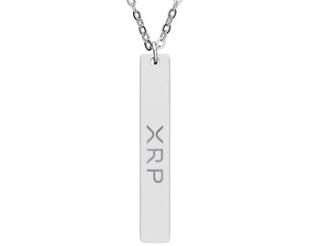 Vertical Bar Necklace, XRP Ripple Engraved Jewelry for Cryptocurrency Enthusiasts, Trendsetters, Men, Women - Birthday, Anniversary, Holiday
