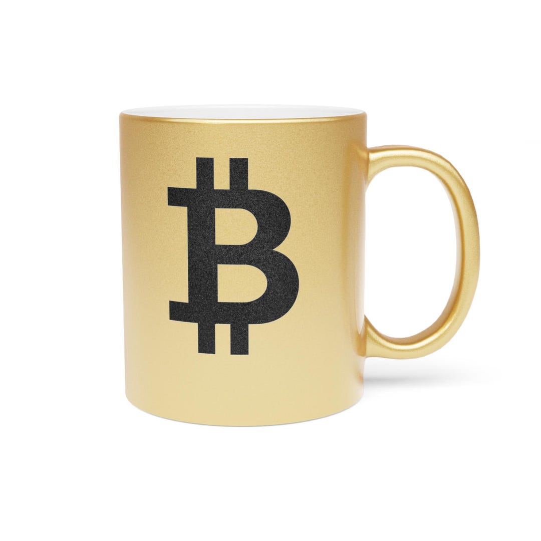 GOLDEN ビットコインマグ 11オンス  (0.33l)、メタリックマグ、スタイリッシュなオフィス装飾、冷たい飲み物と温かい飲み物、コーヒーマグ、ティーカップ、ドリンクウェア、ビットコイングッズ、BTC  - Etsy 日本