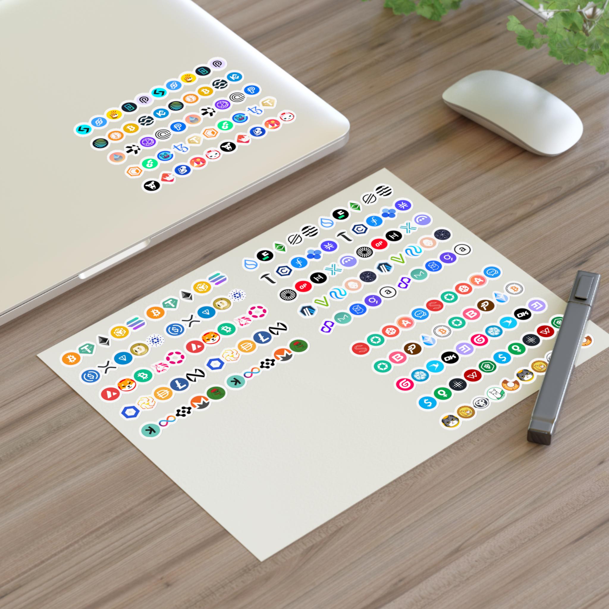Crypto Currency Sticker Sheets - 200 Stickers, Cryptocurrency Decals ...
