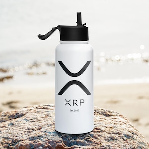 XRP Ripple Stainless Steel Water Bottle with a Straw Lid - 32 oz (950ml), XRP Mug,XRP Travel Cup, Xrp Gift, Xrp Drinkware, Xrp Merch