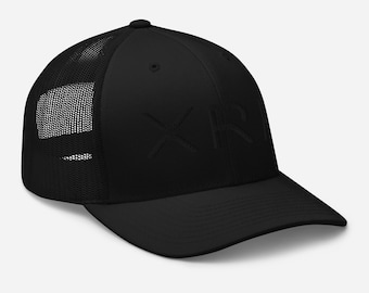 May include: Black trucker hat with a black embroidered "XRI" logo.