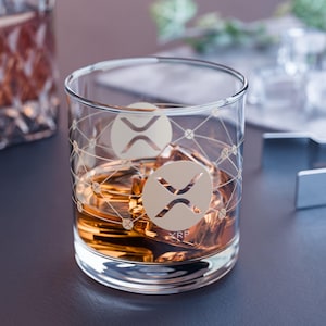 XRP Ripple Rocks Glass, 10oz - Crypto Drinkware, Whiskey Glass, Bar Accessories, Unique Gift, Gift for Him, Xrp Merch, Xrp Design,Xrp Gift