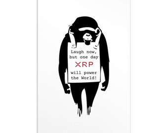 XRP Gift Card, Greeting Card for XRP Ripple Enthusiasts, XRP Ripple Merch, Ape Design, Xrp Will Power the World Postcard