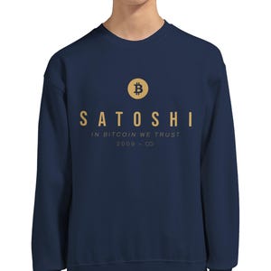 Satoshi Btc Bitcoin Sweatshirt, Black & Navy, Bitcoin Clothing, Bitcoin Apparel, Bitcoin Merch, Bitcoin Gift, Btc Sweater,Satoshi Btc Shirt