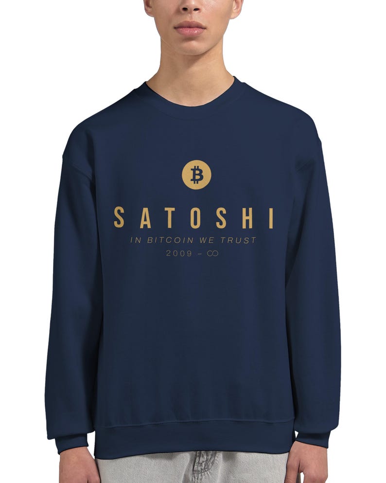 Satoshi Btc Bitcoin Sweatshirt, Black & Navy, Bitcoin Clothing, Bitcoin Apparel, Bitcoin Merch, Bitcoin Gift, Btc Sweater,Satoshi Btc Shirt