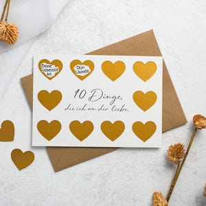 Rubbelkarte | 10 Dinge die ich an dir liebe | Karte Valentinstag | Jahrestag | Geburtstag | besondere Geschenkidee | personalisiert
