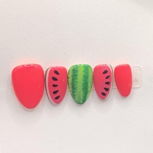 Gel x press on nails: Watermelon