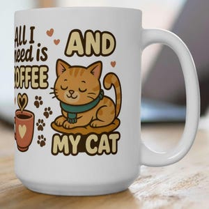 Cute Cat Coffee Mug - Cat Mug, Cat Coffee Mug, Cat Lover Gift, Cat Mug, Coffee Lover's Cup, Gift for Cat Owner