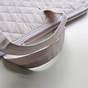 Brown Gingham Laptop Cover, Quilted Cotton Laptop Sleeve with Handles