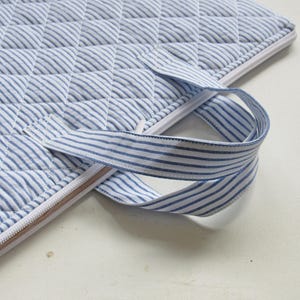 Collection Of Striped Cotton Laptop Sleeve, Quilted Padded Case with Handles