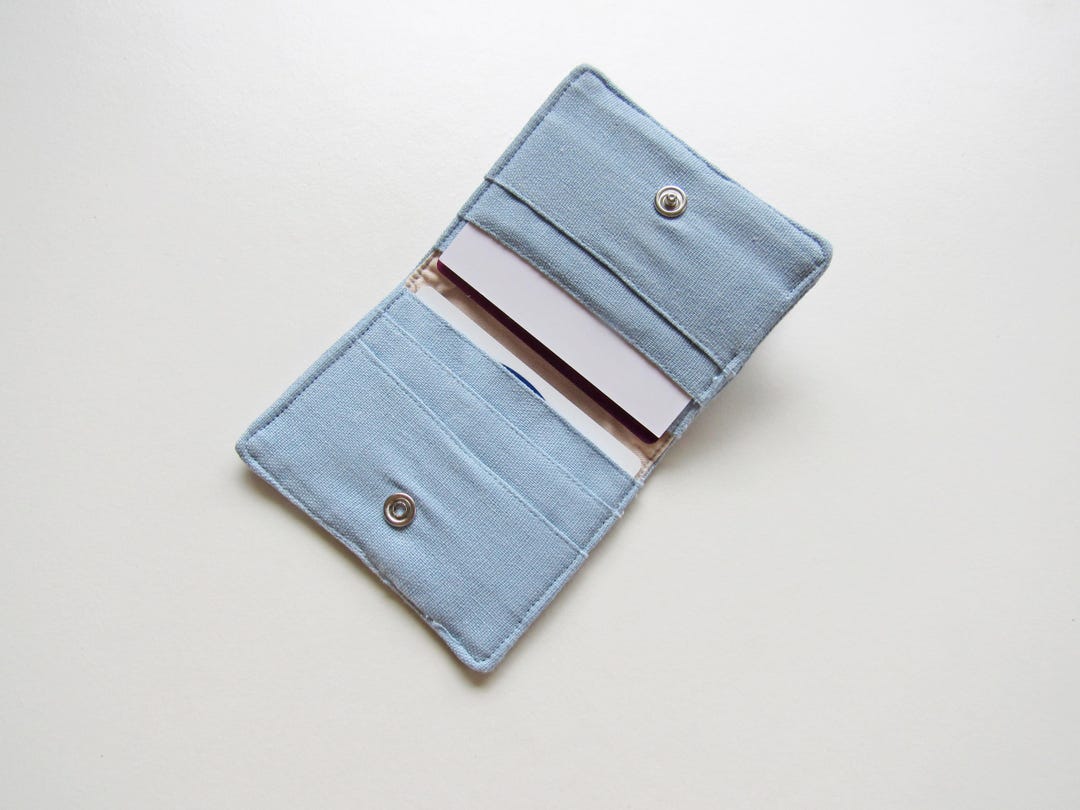 Sky Blue Linen Card Holder Wallet, Slim Fabric Card Case - Etsy