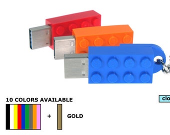 USB 3.2 Flash Drive 64GB up to 512 GB in original Lego 2x4 Brick handmade