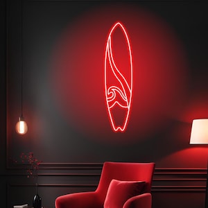 Surfboard Neon Sign, Surfboard Neon Wall Led Light, Surf Board Store Wall Decor, Beach Waves Surfing Wall Sign, Man Cave Decor, Kidsroom Art