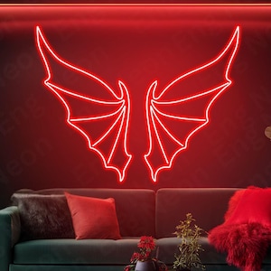 Devil Wings Neon Light, Christmas gift, Party Decor, Personalized Gift, Girl Room Decor, Neon Wings, Custom Neon Sign, Game room decor