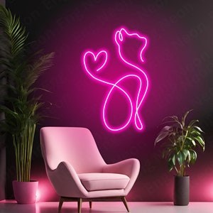 Cat Neon Sign, Christmas gift, Kids Baby Room Bedroom, Cute Cat Neon Light, Cat Heart Led Light Sign, Neon Wall Decor, Cat Lover Gift,Custom