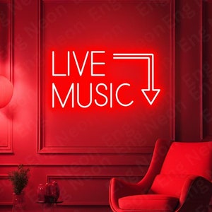 Live Music Neon Light, Christmas gift, Music Neon Sign, Music Room Decor, Bar Neon sign, Music Studio Decor, Neon Sign Wall Art, Led Lights