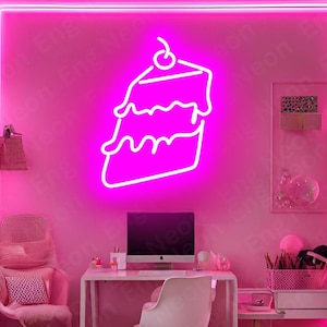 Strawberry Cake Neon Sign, Christmas gift, Baking Kitchen Room Wall Decor, Baker Neon led, Cream Cake Neon Light,Bakery light sign,Cake Neon