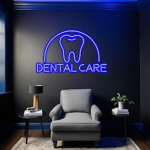 Dental Care Neon Sign, Tooth Shaped Light, Bright Clinic or Office Decor, Unique Clinic Wall Decor, Clinic LED Wall Light, Dental Care Sign