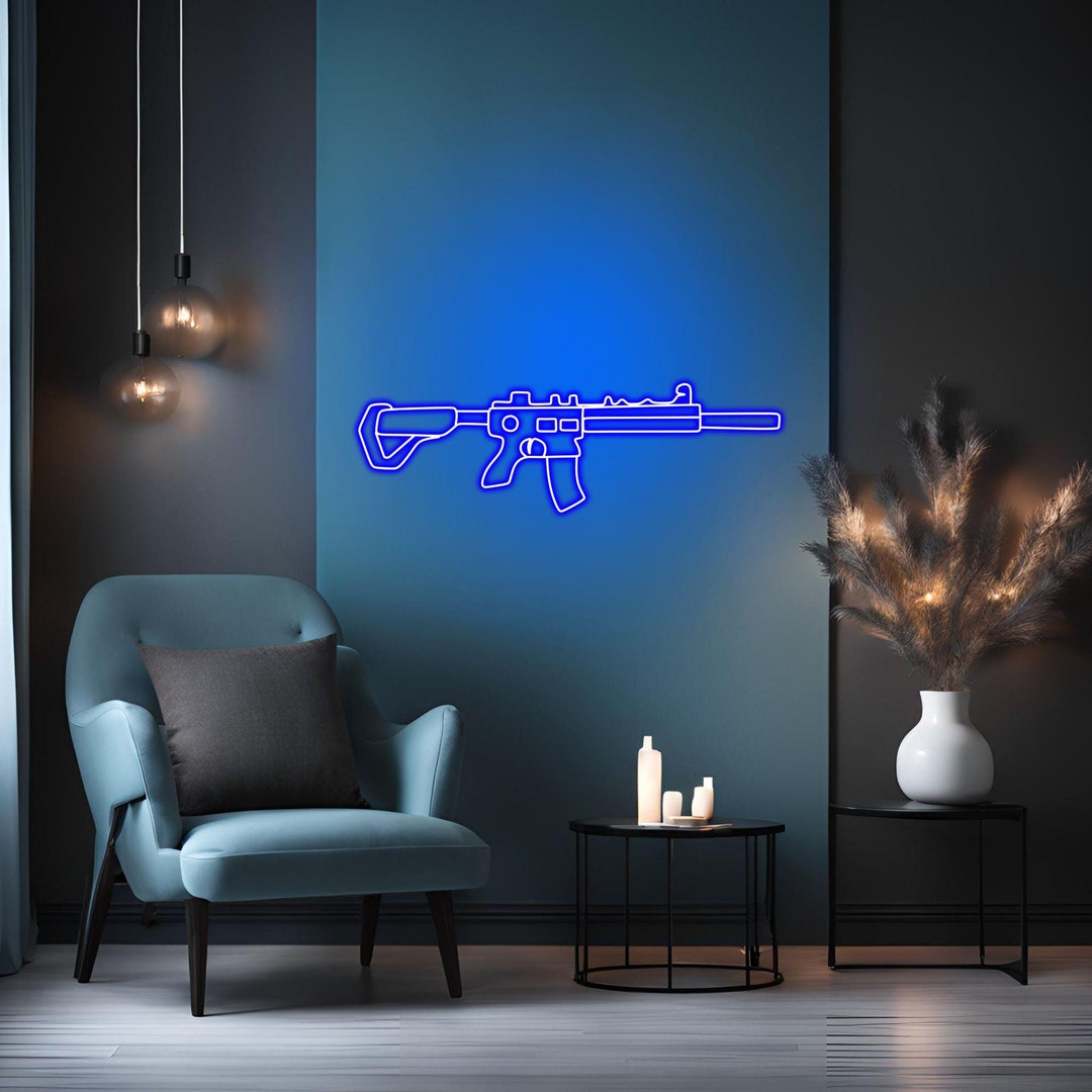 Gun Neon Sign, Rifle Neon Wall Led Light, Game Room Decor, Bedroom Wall ...