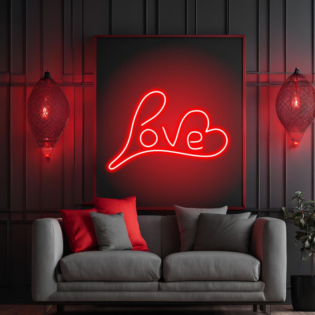 Love Neon Sign, Romantic Valentine's Day Led Light, Heart Wall Decor ...