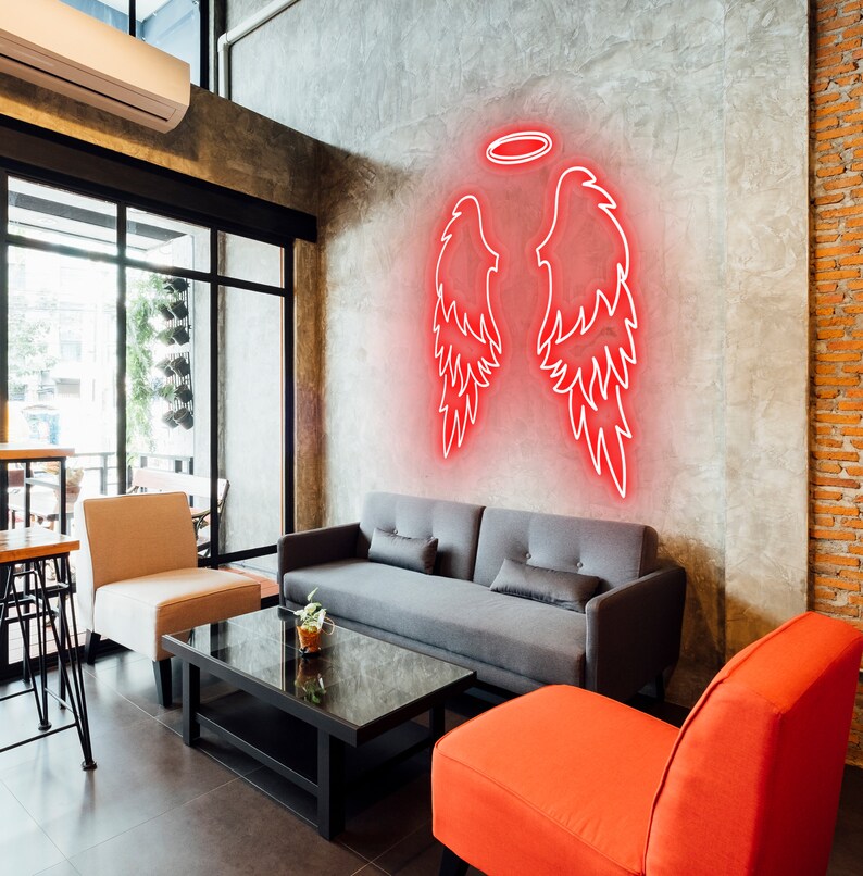 Angel Wings Neon Sign, Angel Sign, Party Decor, Party Backdrop, Bedroom