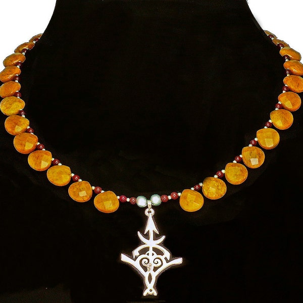 Sterling Silver & Sunstone Goddess Necklace - Kurukulla