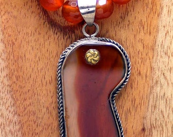 Unusual Vintage Striped Carnelian and Sterling Silver