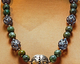 Elegant Moroccan Filigree & Green Jasper