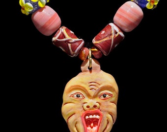 Balinese Protection Mask & Colorful Beads