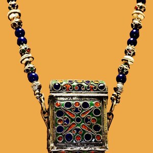 Antique Enamel African Tuareg Berber Box Necklace image 3