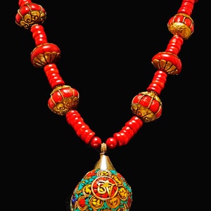 Tibetan Sacred Chank With OM & Coral - Etsy