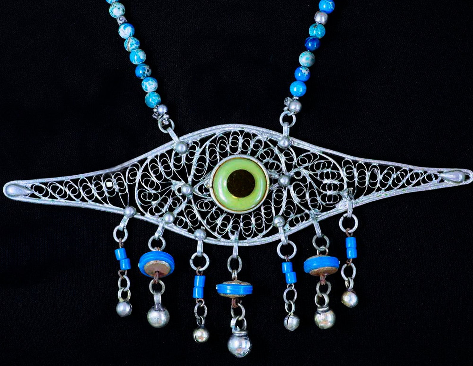 Antique Ottoman Evil Eye Protection Pendant W/blue Jasper Etsy