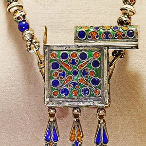 Antique Enamel African Tuareg Berber Box Necklace image 2