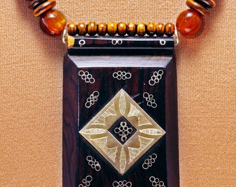 Tuareg Ebony Pendant w/Silver Inlays