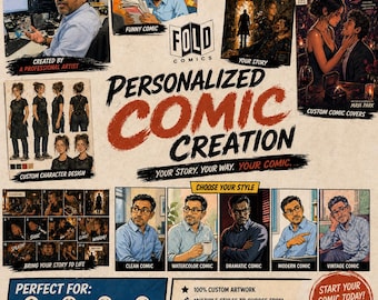 Personalized Comic Book Creation, Custom Story PDF Gift (8-12 Pages)