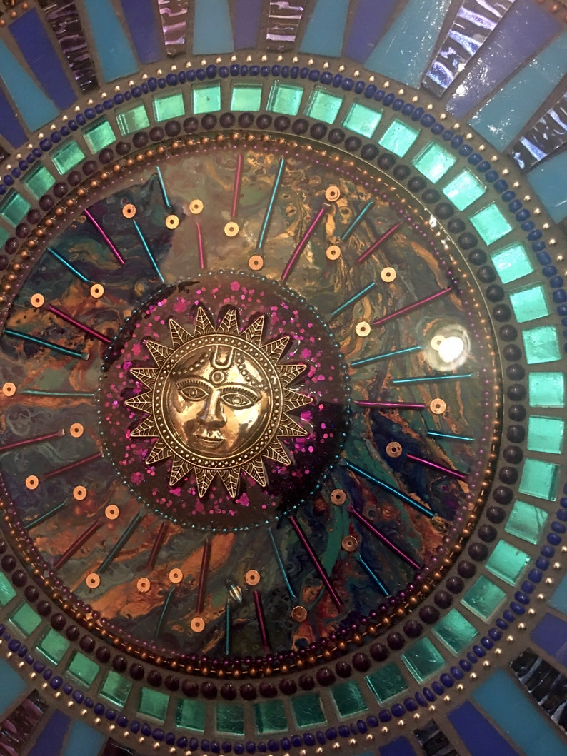 16 Stained glass Mosaic Sun Mandala image 2
