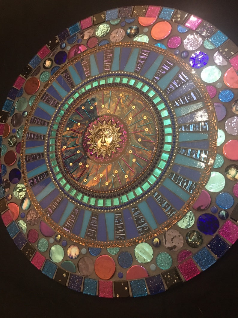 16 Stained glass Mosaic Sun Mandala image 3