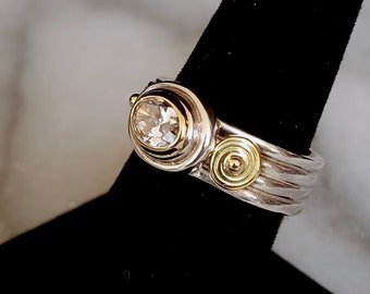Groß Silber und Gold Spiralen Ring