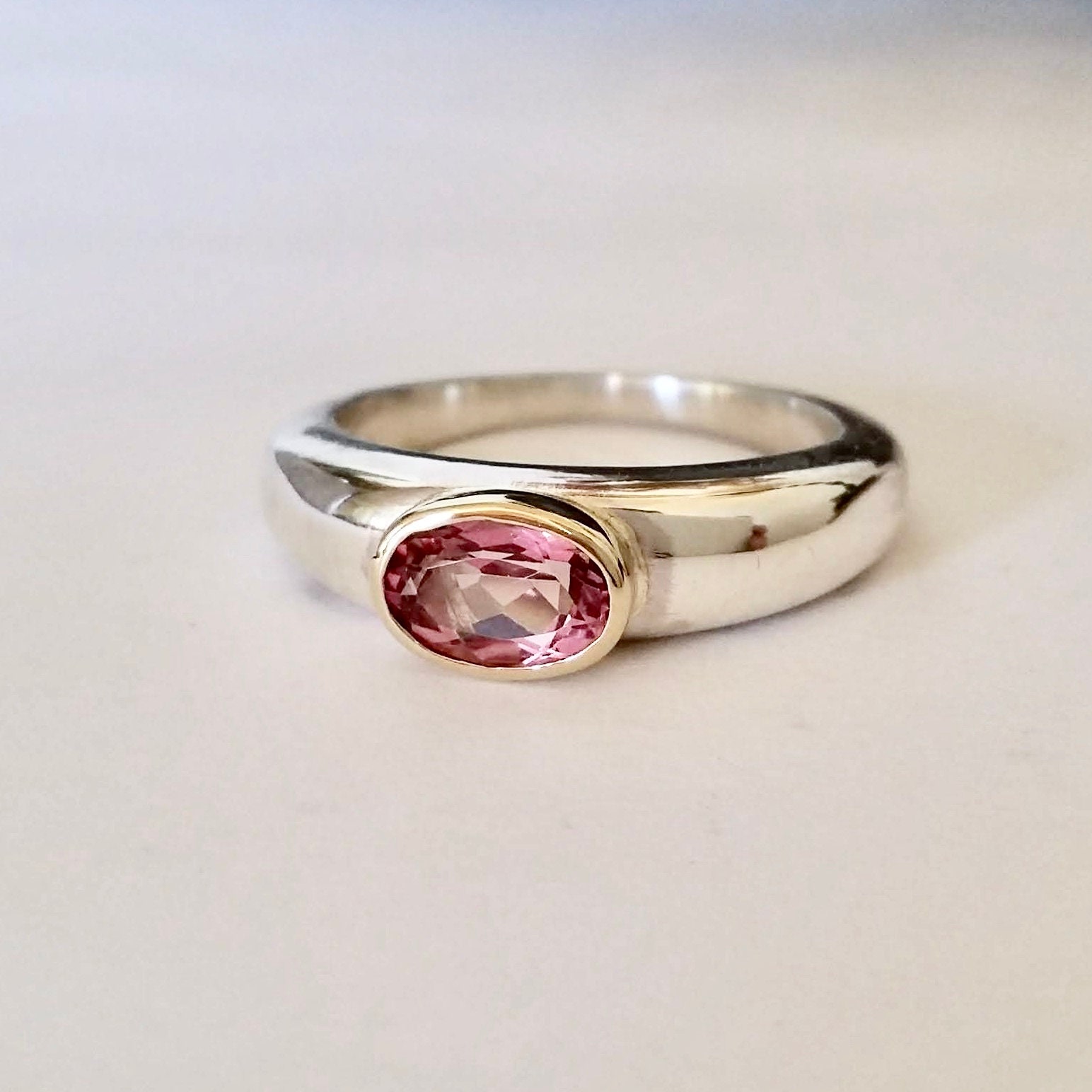 Sterling Silver 14k Gold And Kunzite Ring | Etsy