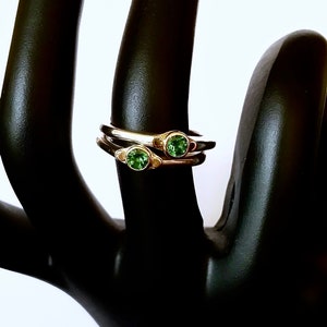 Tsavorite Garnet Ring, Sterling And 14k Gold, Small Tapered Ring image 8