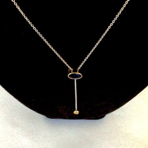 Blue Ceylon Sapphire Y Necklace, 14k Gold And Sterling Silver image 6