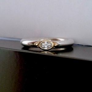 Sterling Silver And 14k Gold Gemstone Ring.