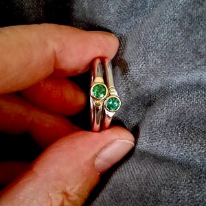 Tsavorite Garnet Ring, Sterling And 14k Gold, Small Tapered Ring image 9